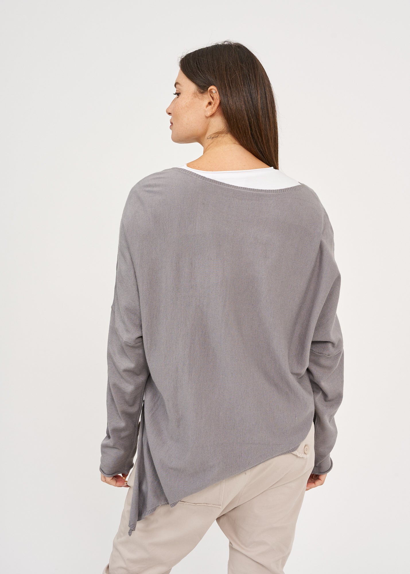 Dark gray oversized batwing knit