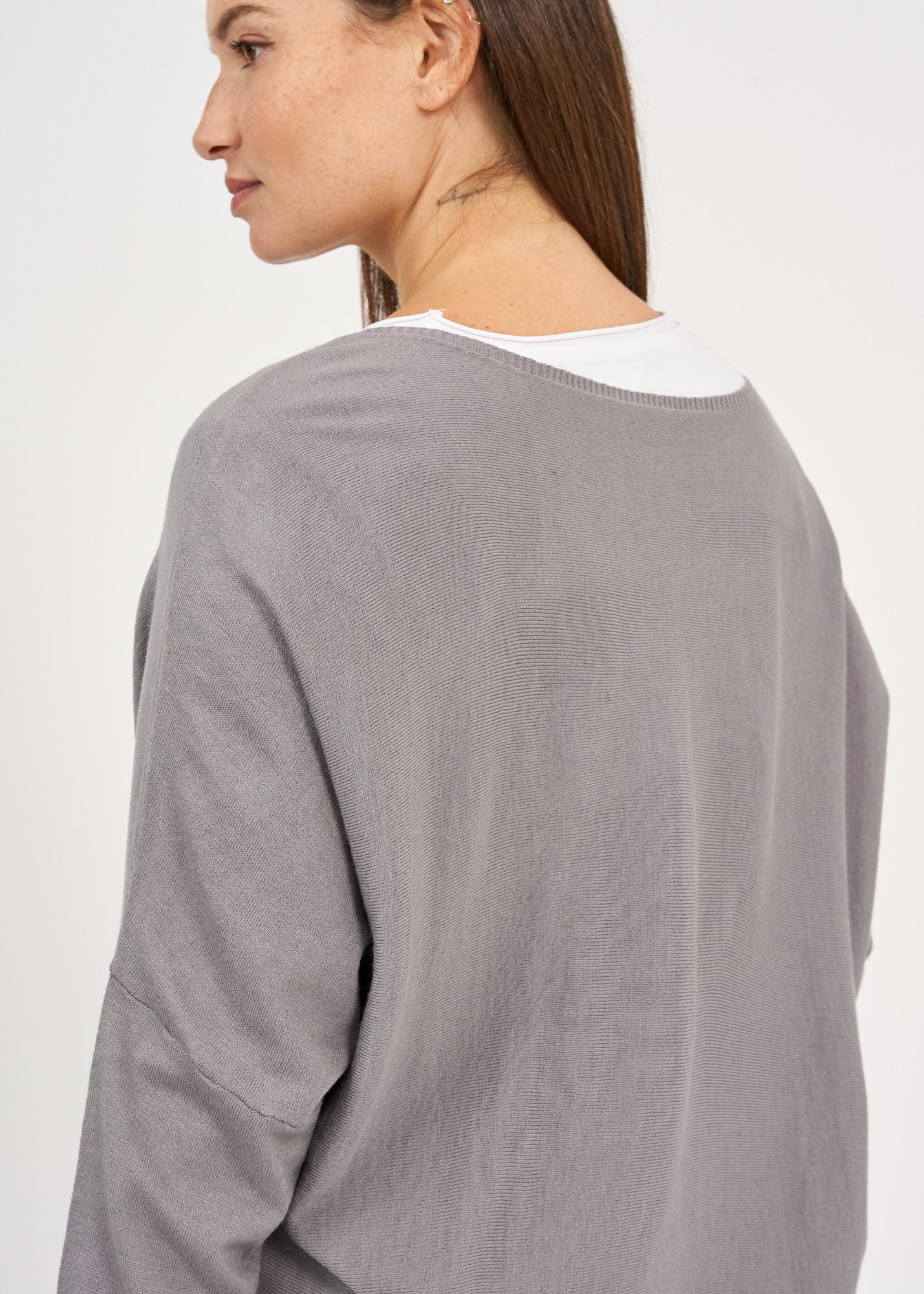 Dark gray oversized batwing knit