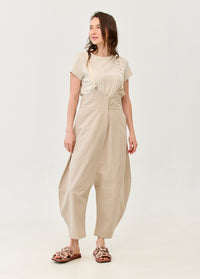 High-waisted trousers with suspenders Stone - 00