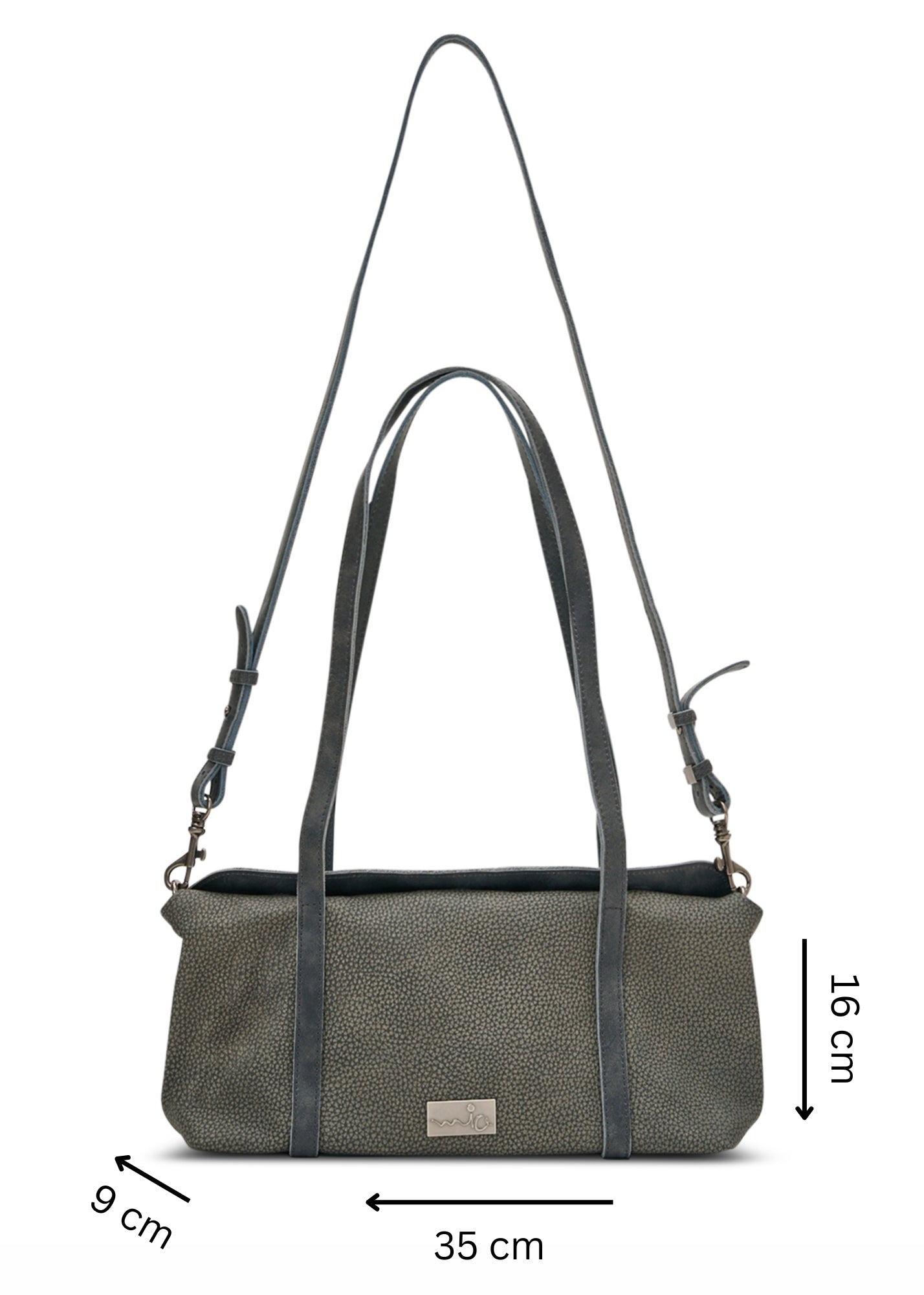 תיק ערב עור מלבני שילוב צבע אפור