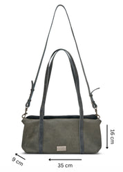 תיק ערב עור מלבני שילוב צבע אפור