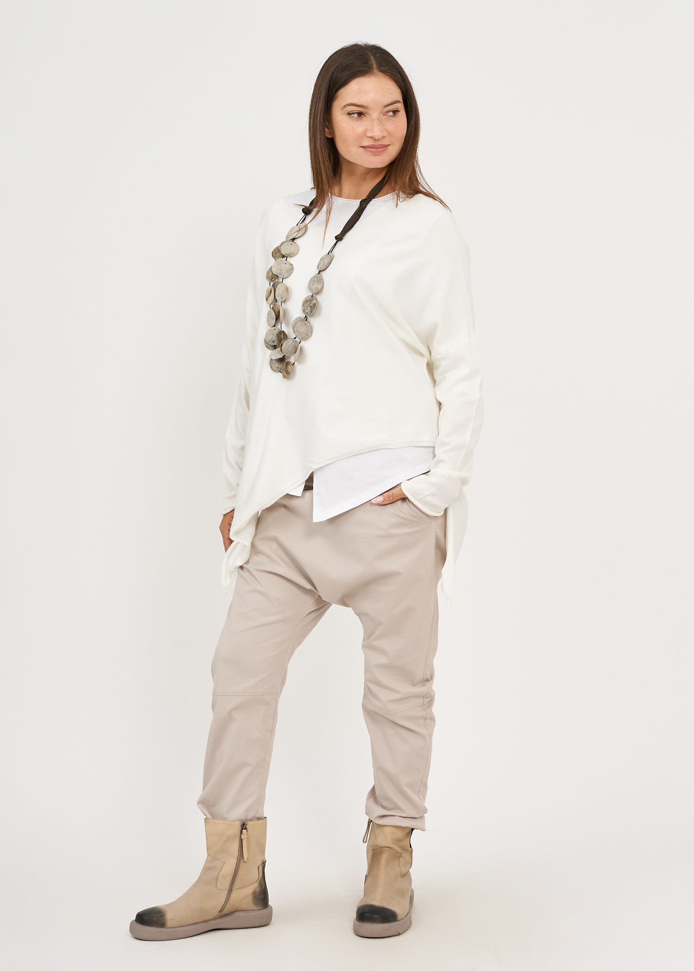 White oversized batwing knit