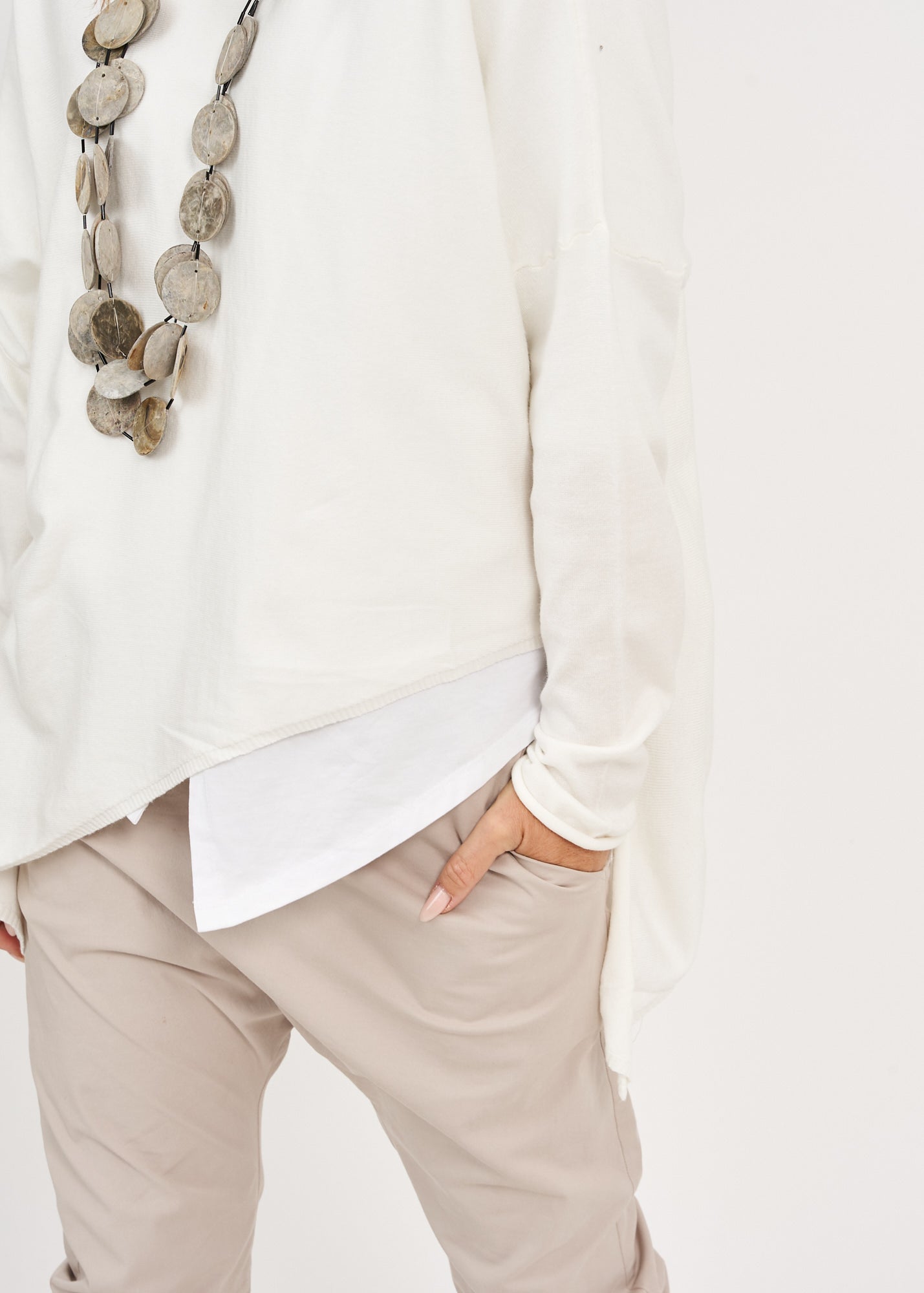 White oversized batwing knit