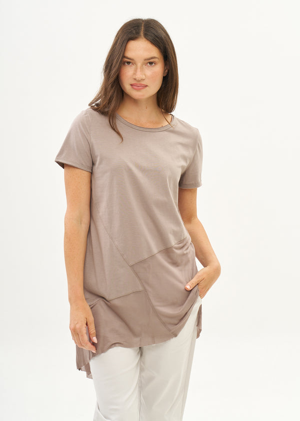 טוניקה שילוב בד שקפקף חום