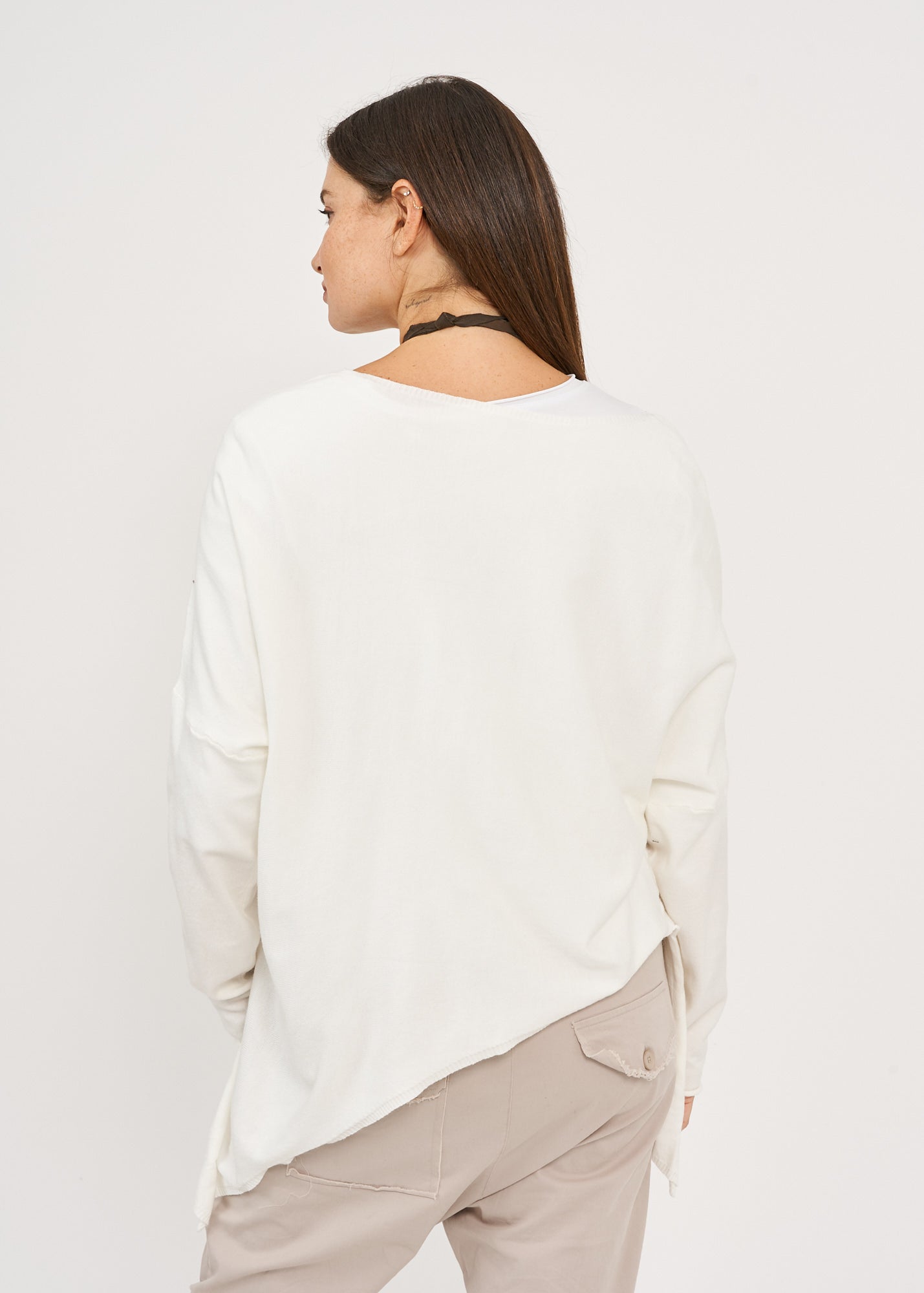 White oversized batwing knit