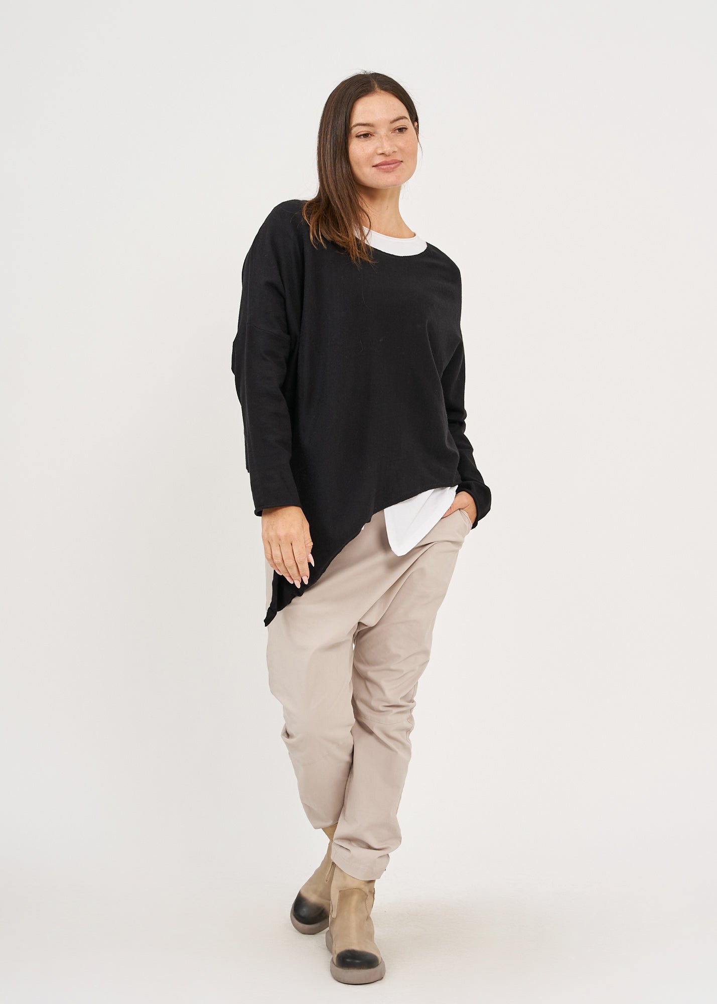 Black oversized batwing knit