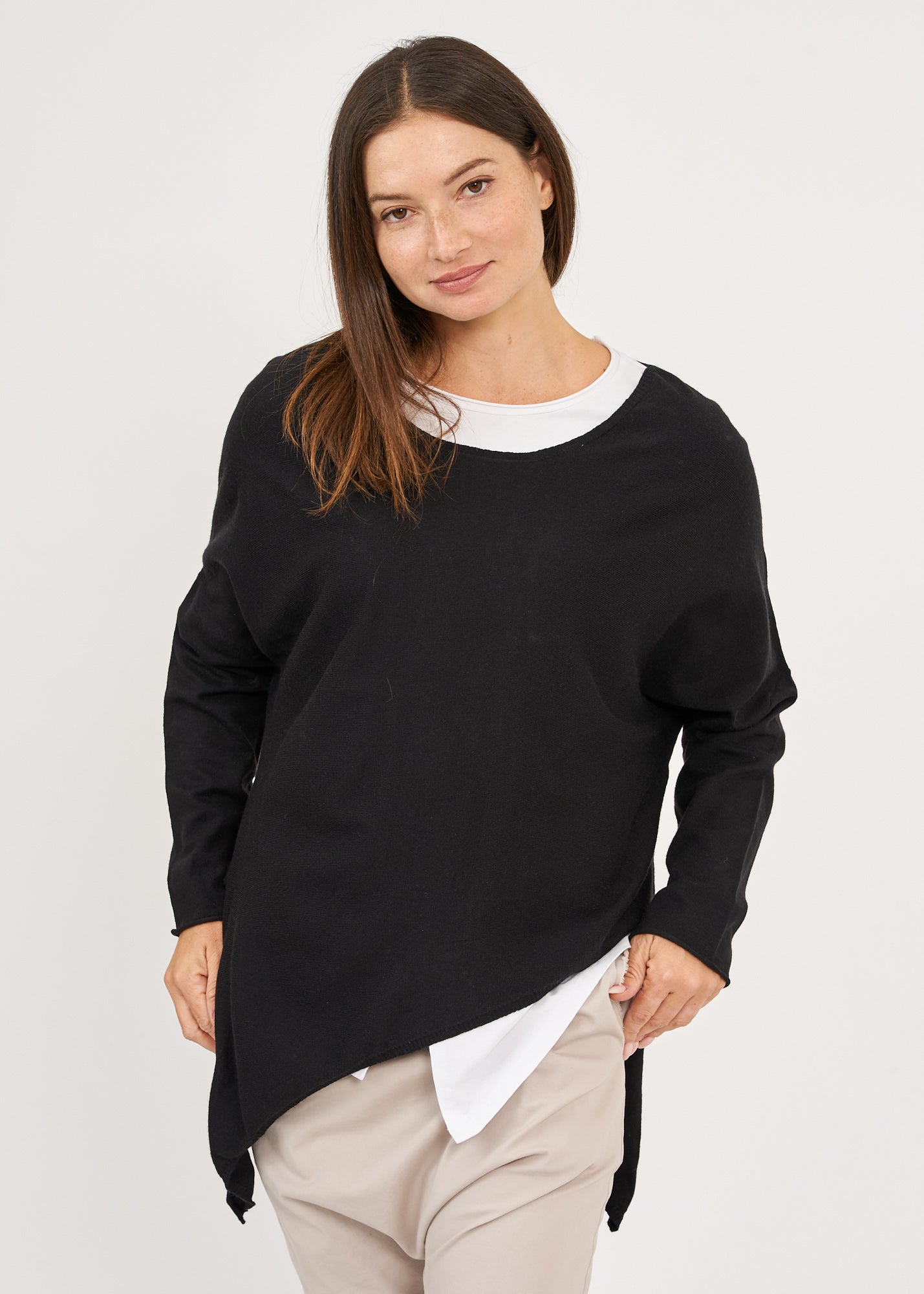 Black oversized batwing knit