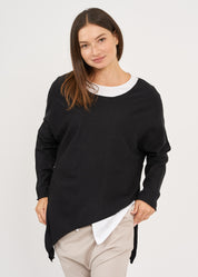 Black oversized batwing knit