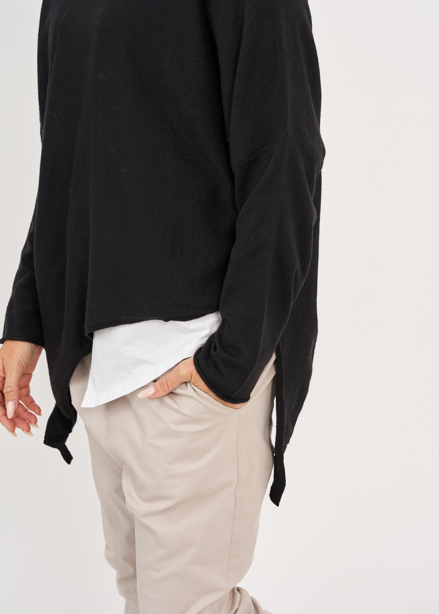 Black oversized batwing knit