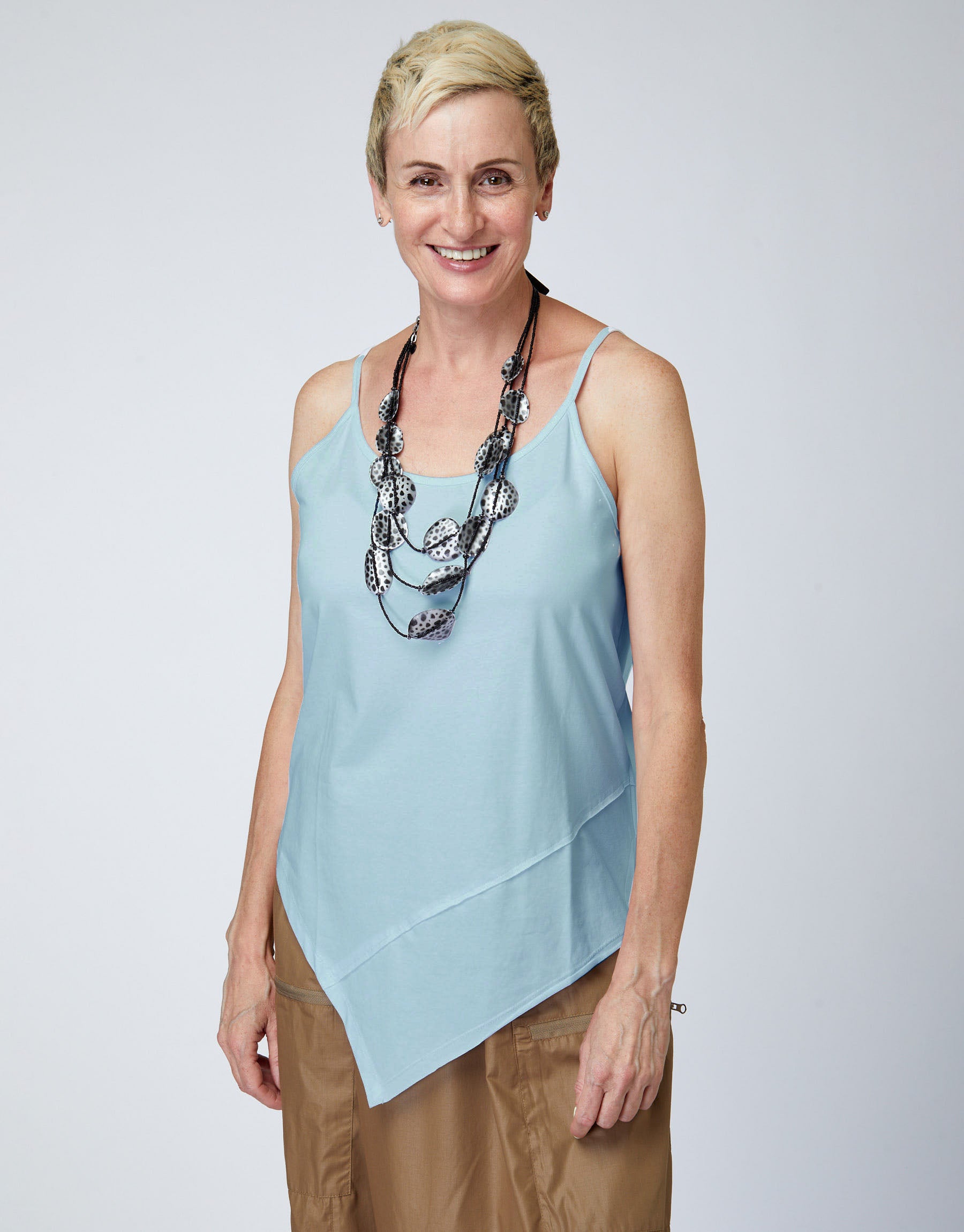 גופיה ספגטי שפיץ קדימה כחול