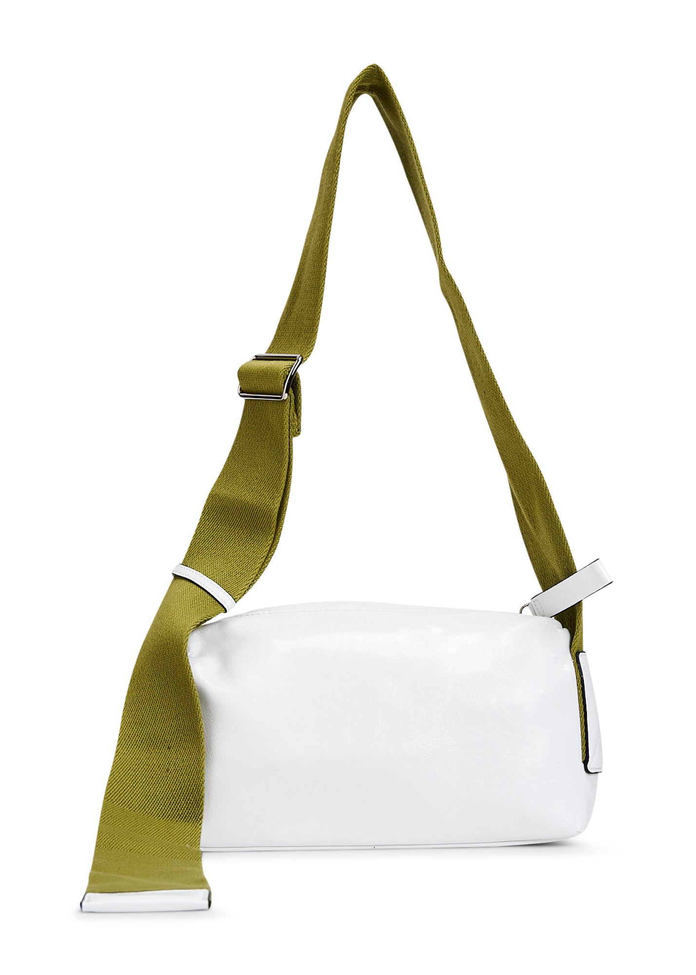 White wide strap rectangular leather bag