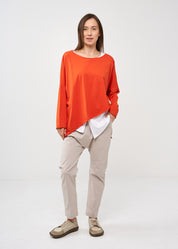 Orange long sleeve oversized batwing shirt