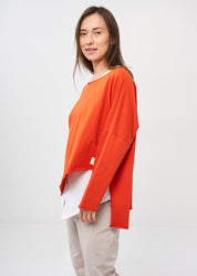 Orange long sleeve oversized batwing shirt