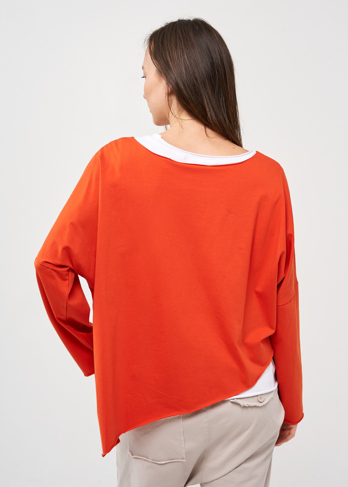 Orange long sleeve oversized batwing shirt