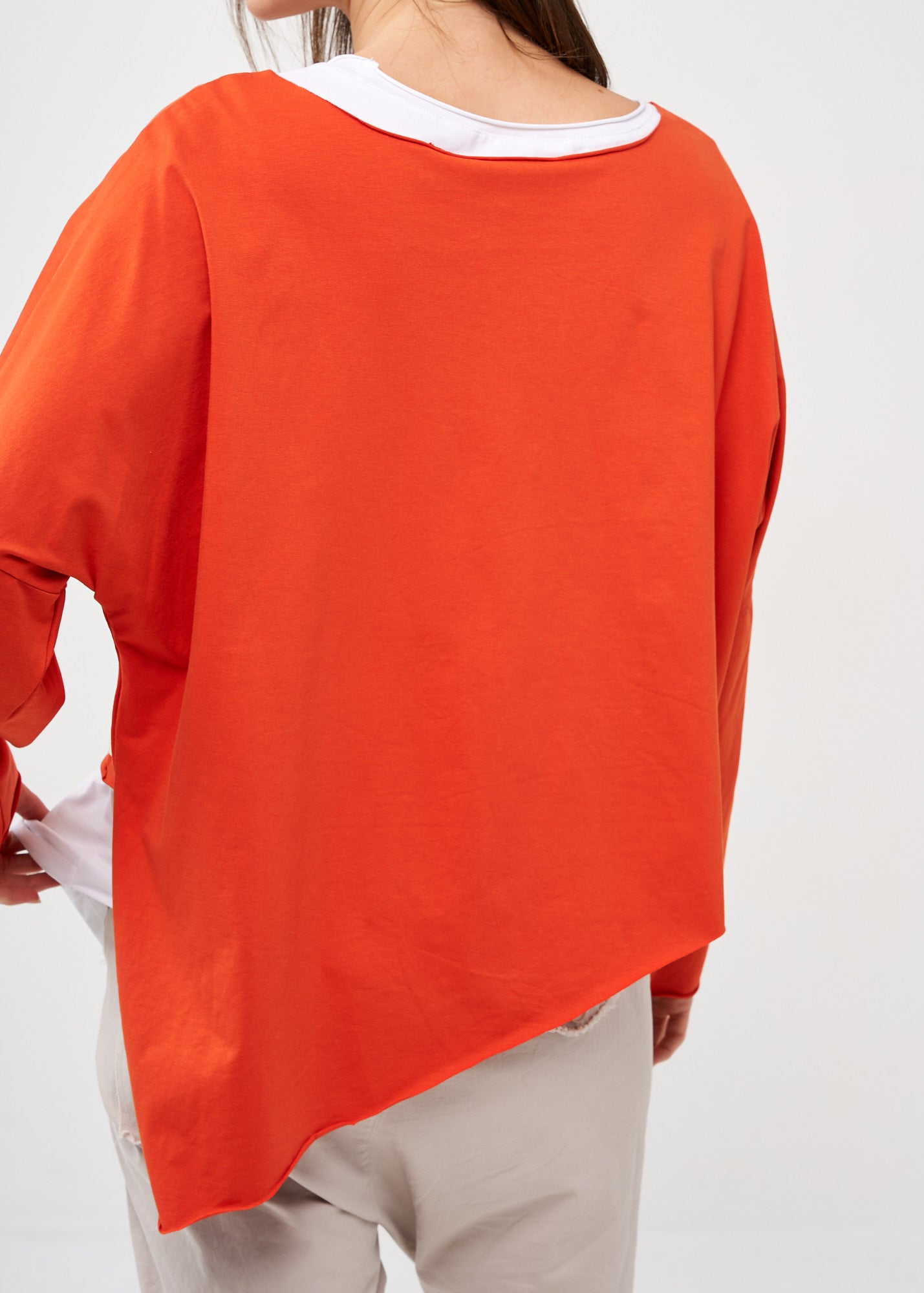 Orange long sleeve oversized batwing shirt