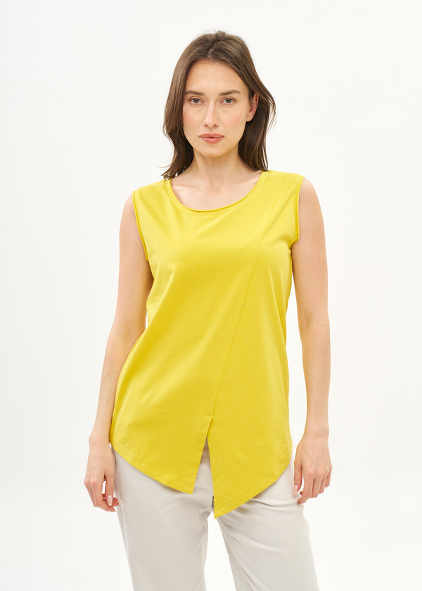 גופייה תיפור אלכסון שפיצים צהוב