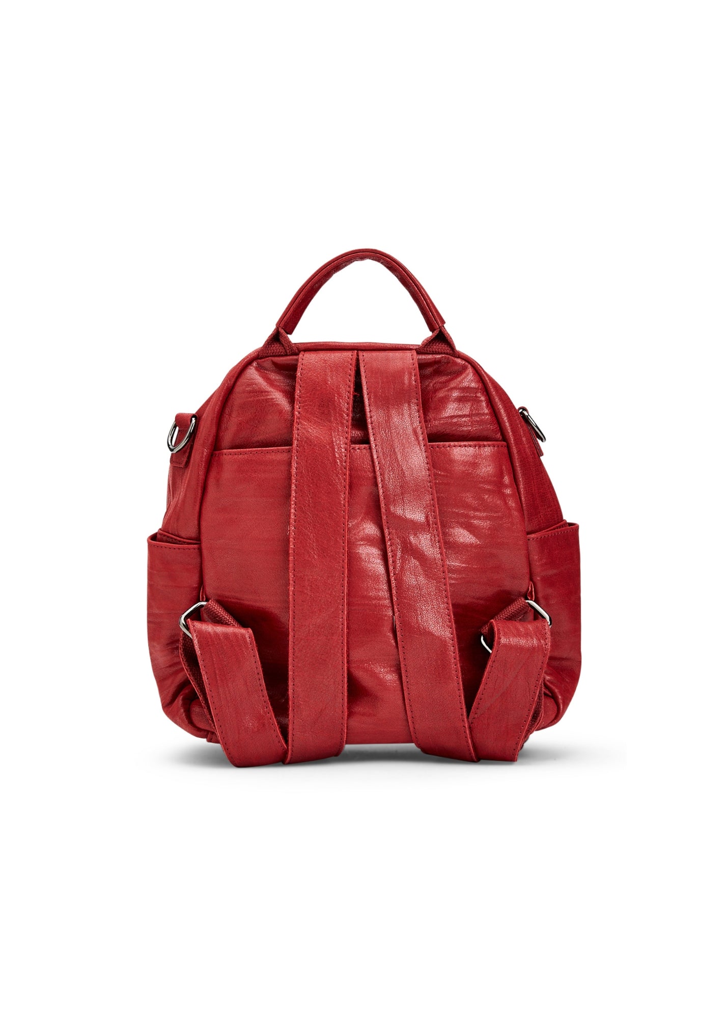 Small leather backpack red side compartments