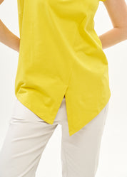 Yellow top with diagonal stitching