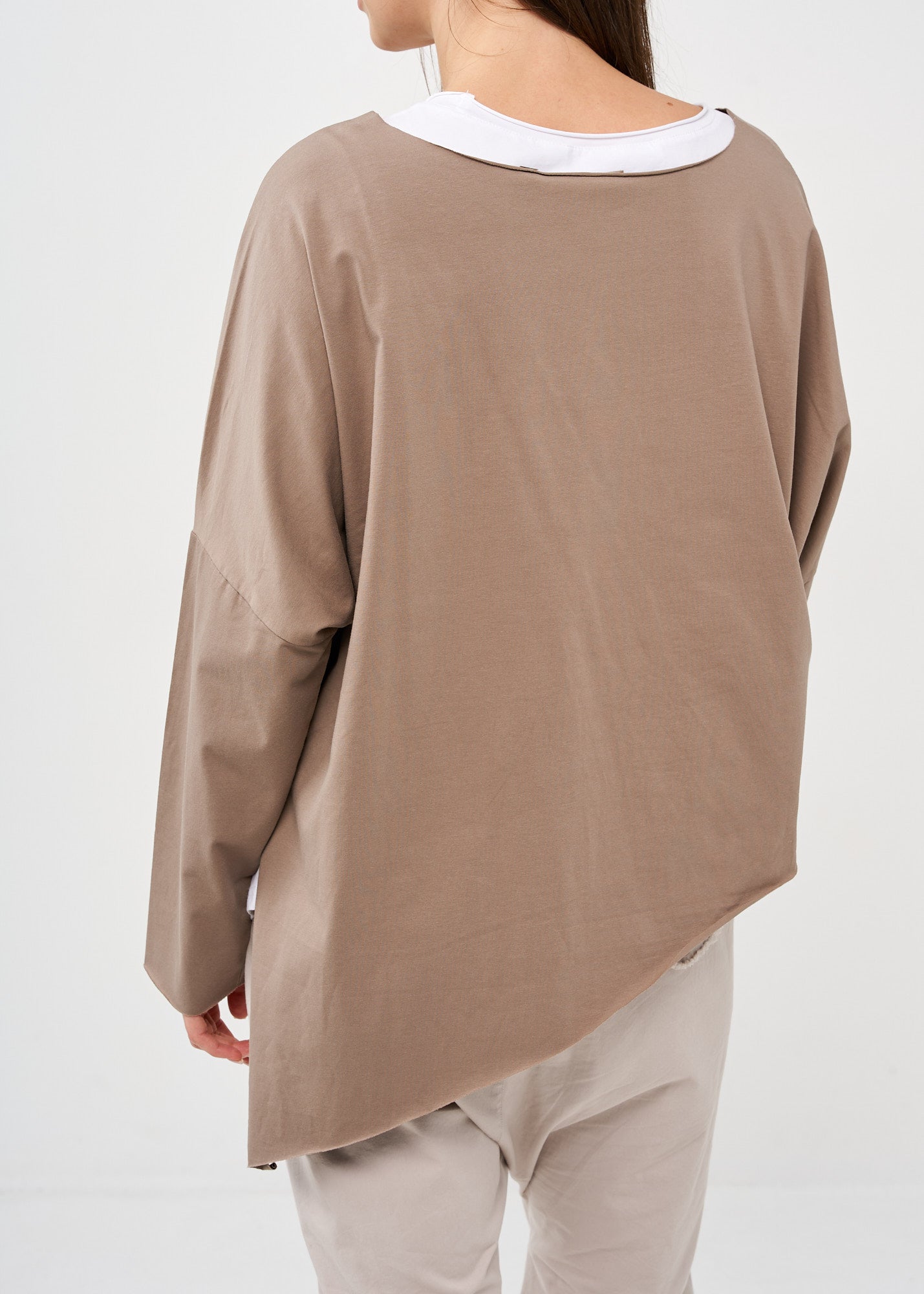Brown long sleeve oversized batwing shirt