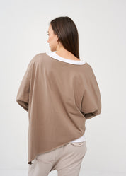 Brown long sleeve oversized batwing shirt