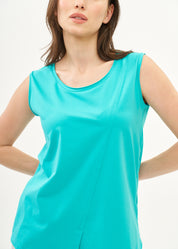 Turquoise top with diagonal stitching