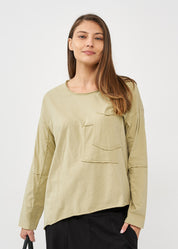 Green long sleeve diagonal extension shirt