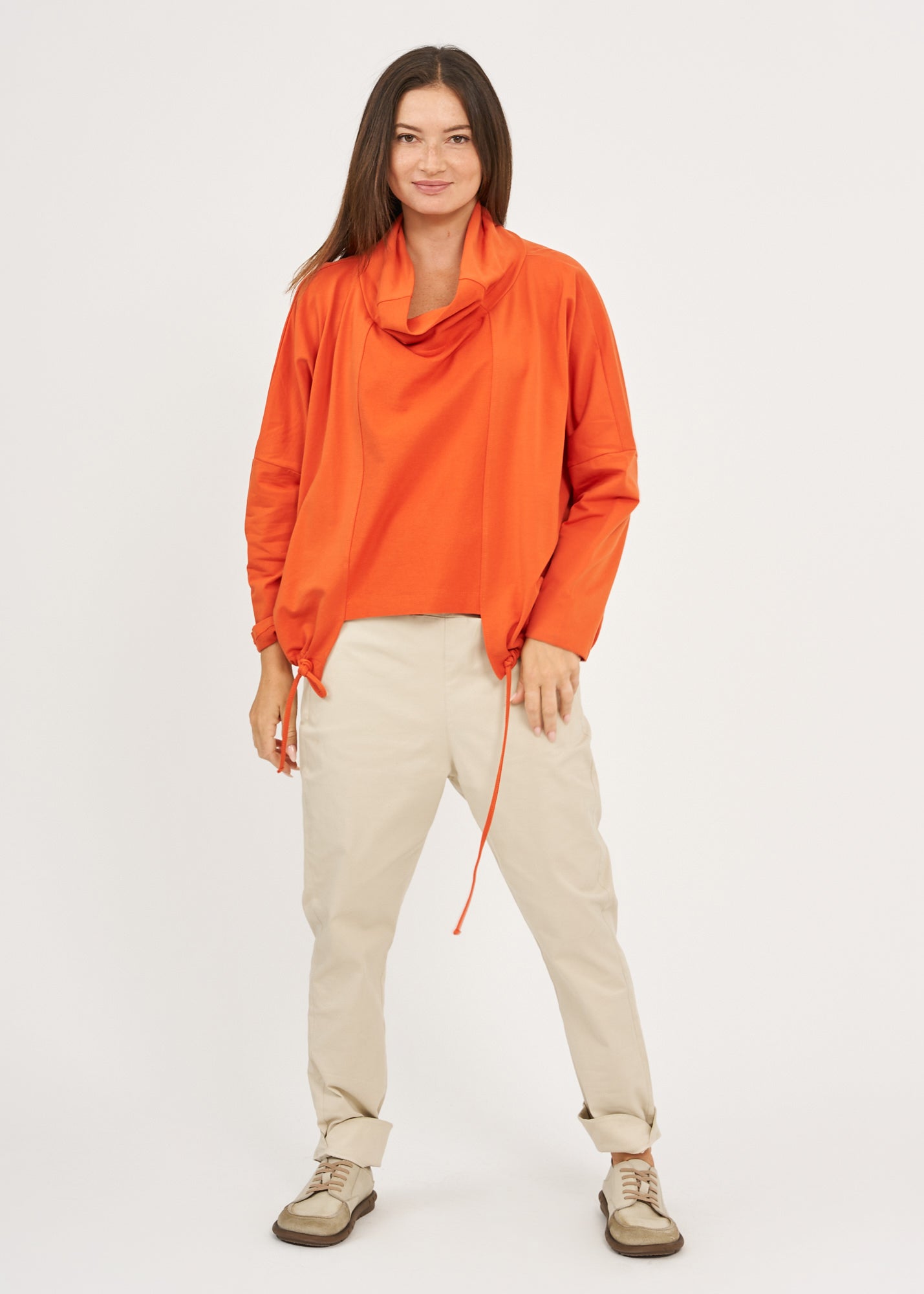 חולצה גולף אמצע שילוב הפוך כתום