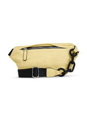 Leather pouch bag with yellow hinges