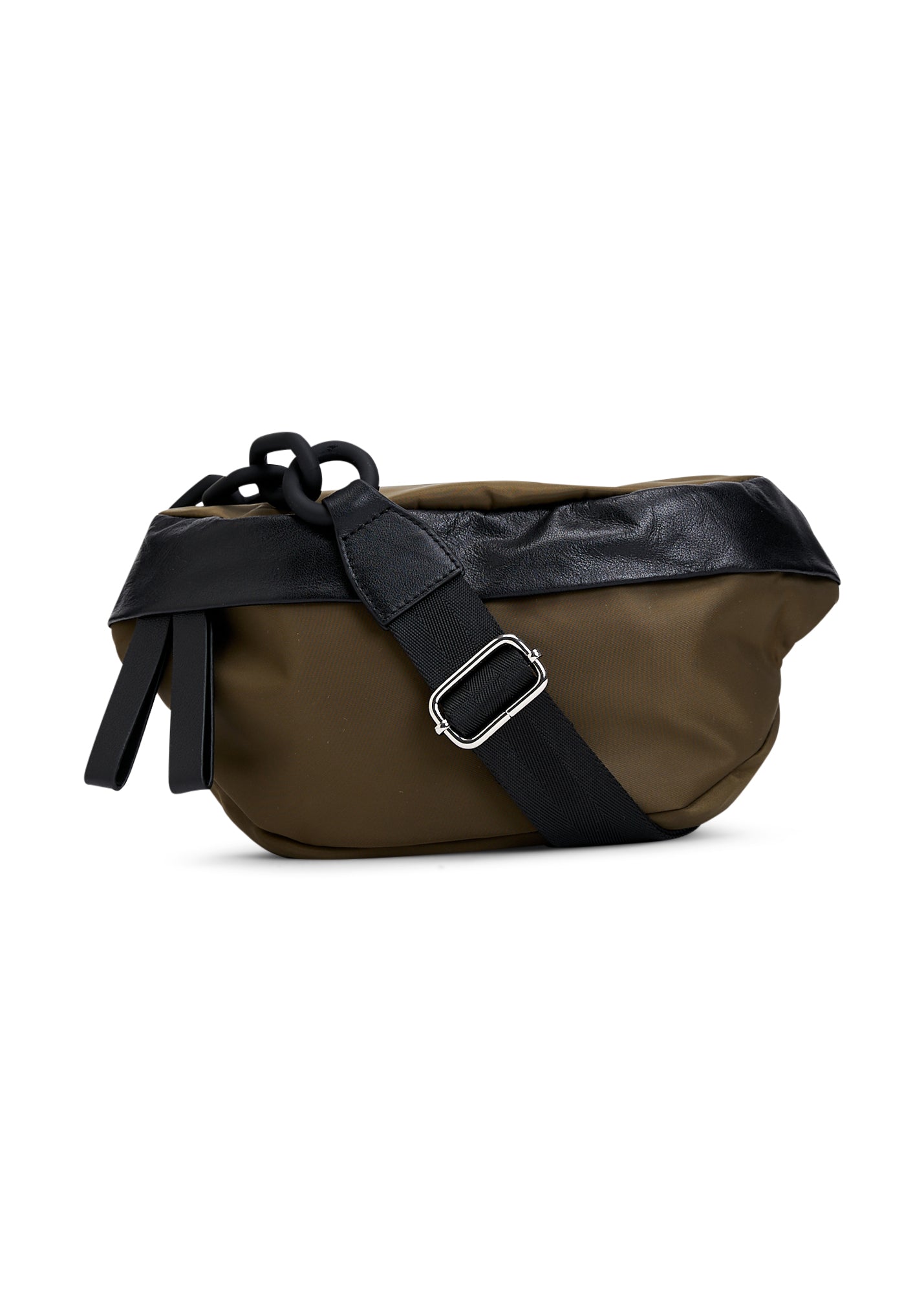 Nylon strap pouch bag with links green