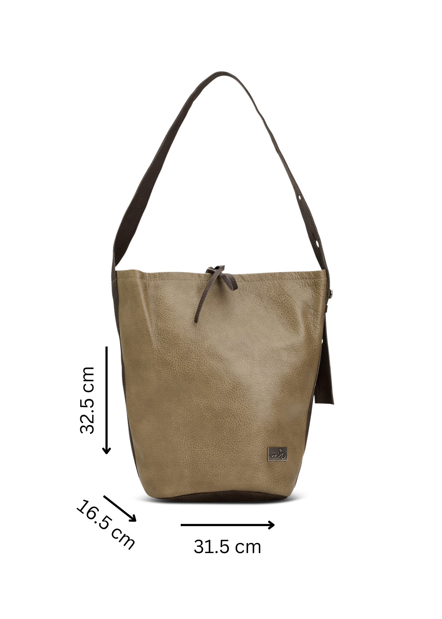 תיק באקט עור רצועה עם כפתור סטון