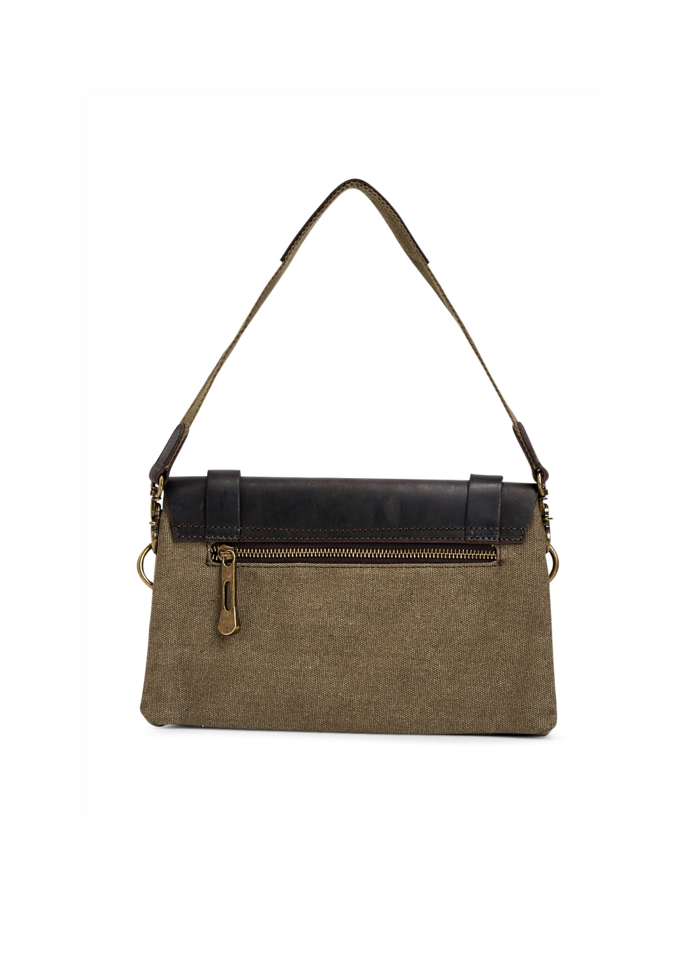 Canvas evening bag leather + 2 nets, green