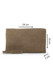 Folded leather wallet for 2 with green external zipper