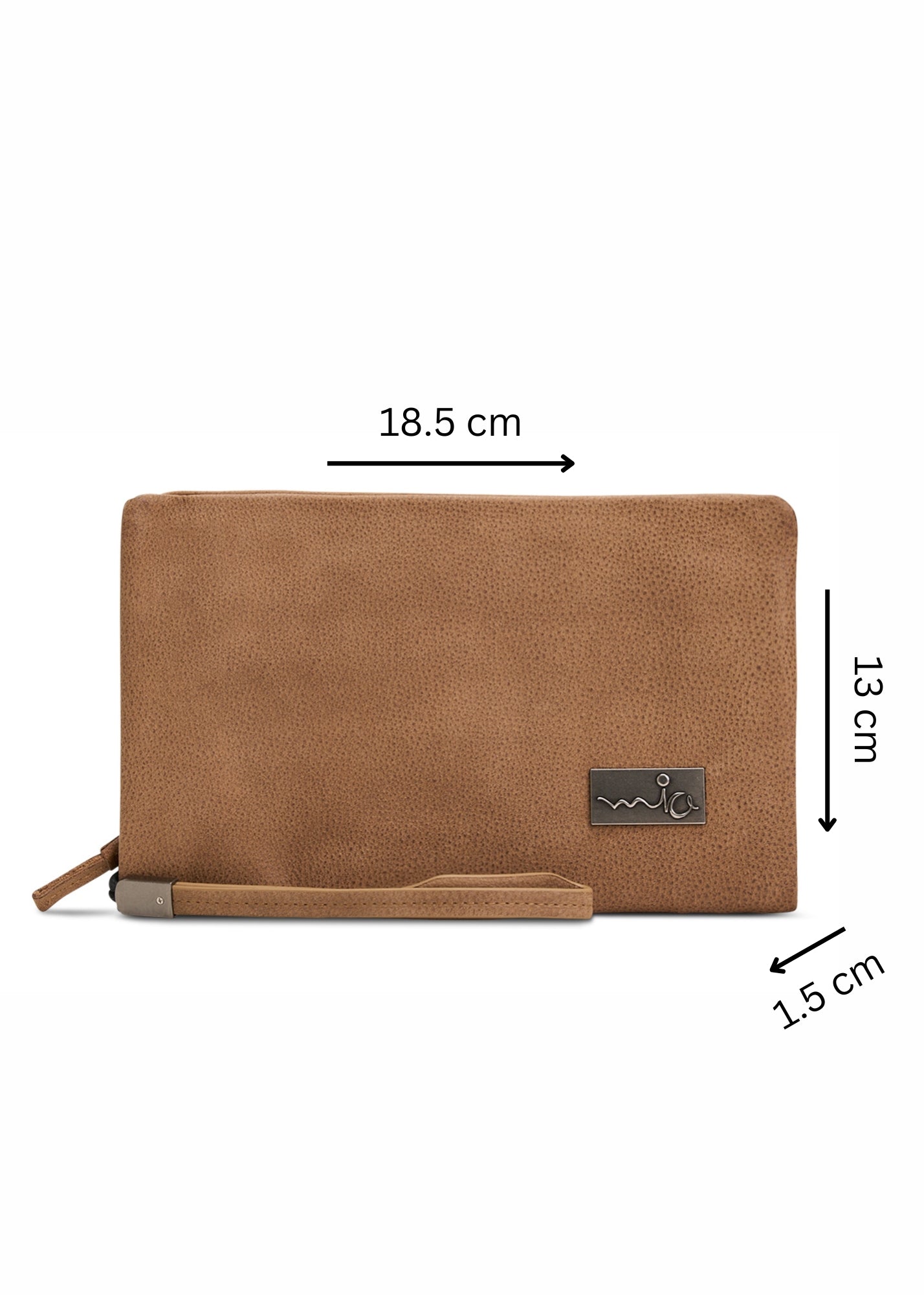 Folded leather wallet for 2 with brown external zipper