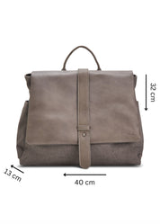 תיק גב קנבס קלאפה עור אפור