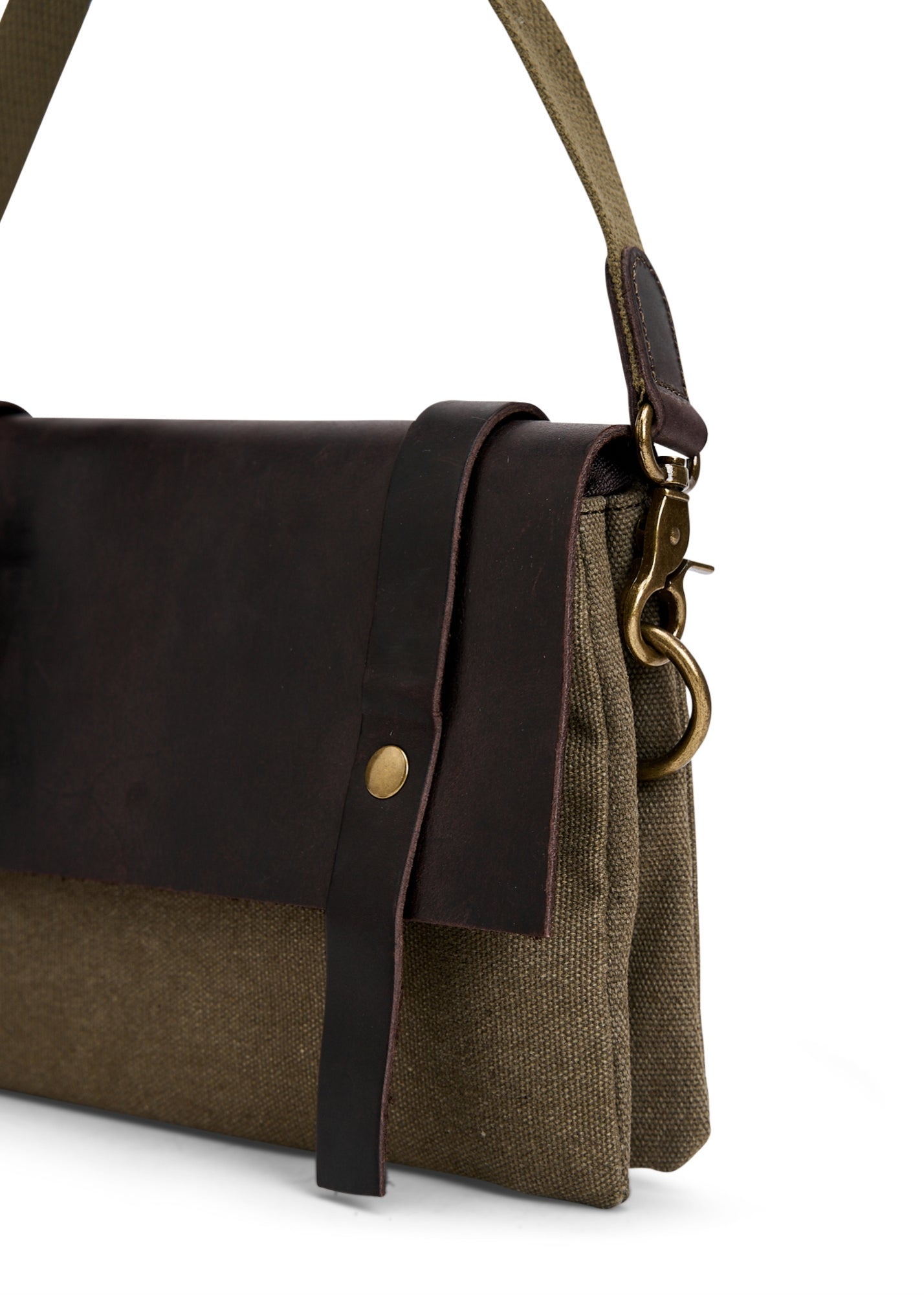 Canvas evening bag leather + 2 nets, green