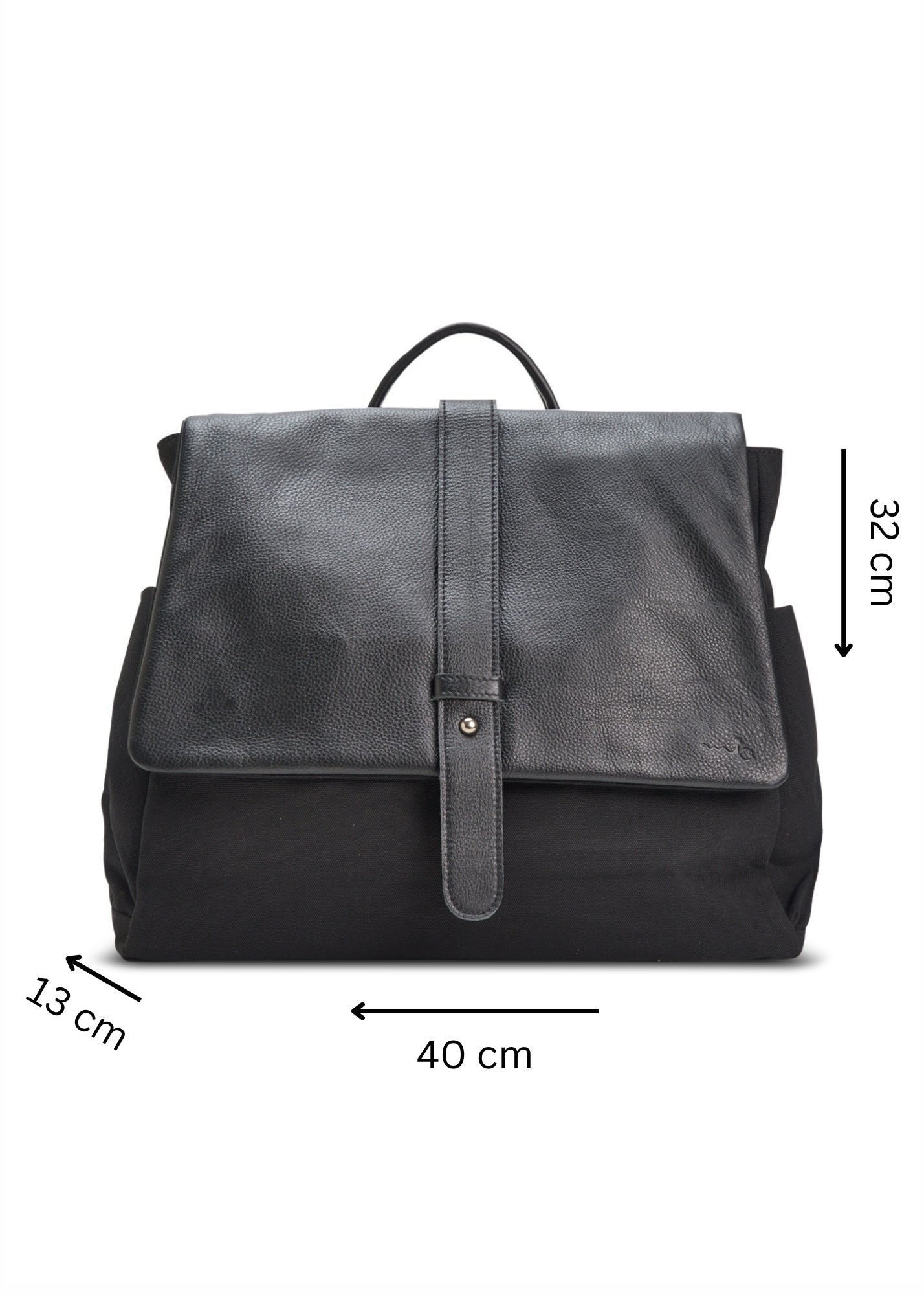 Black leather clafa canvas backpack
