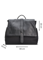 Black leather clafa canvas backpack