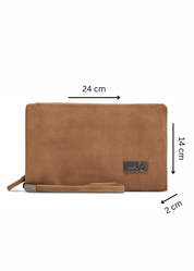 ארנק עור מקופל ל2 עם רוכסן חיצוני חום