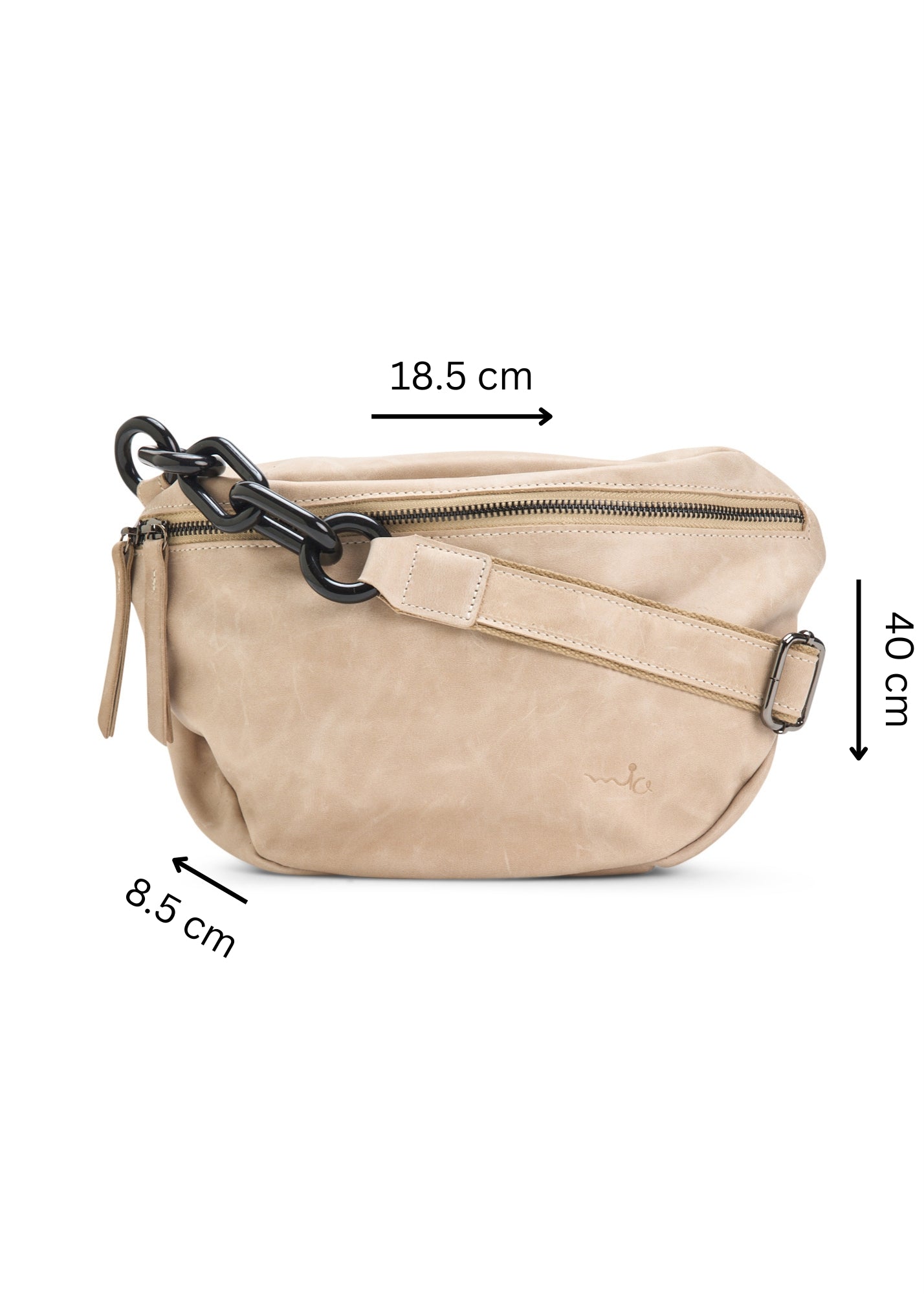 Small leather bag strap with a combination of beige links