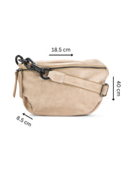 Small leather bag strap with a combination of beige links