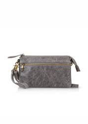 Large gray square leather wallet