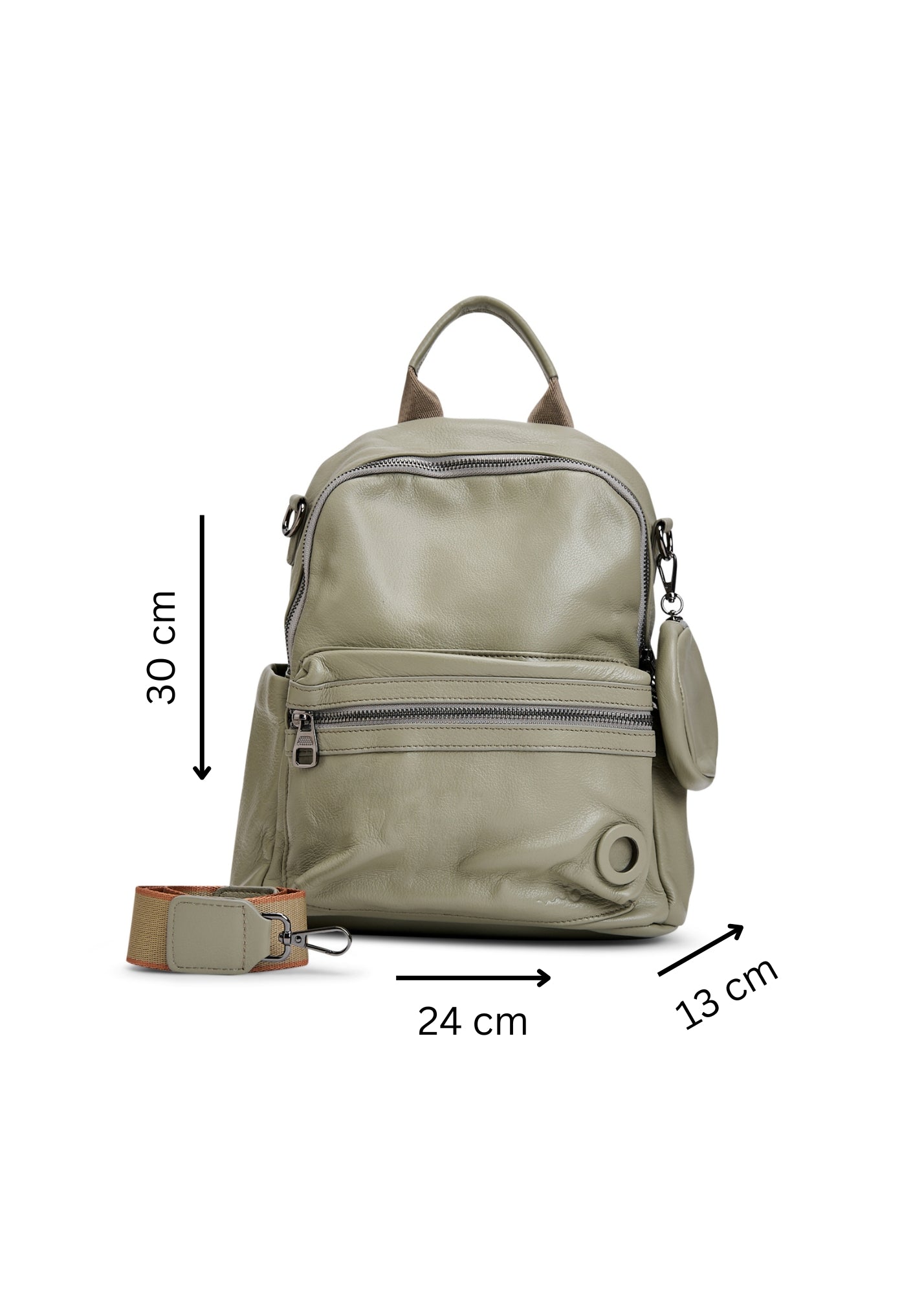 Ibaka back leather bag with green pocket