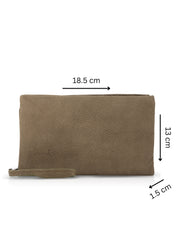Folded leather wallet for 2 with green external zipper