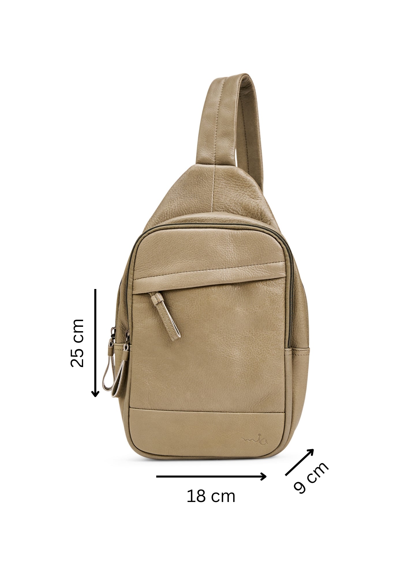 Light green diagonal back leather bag