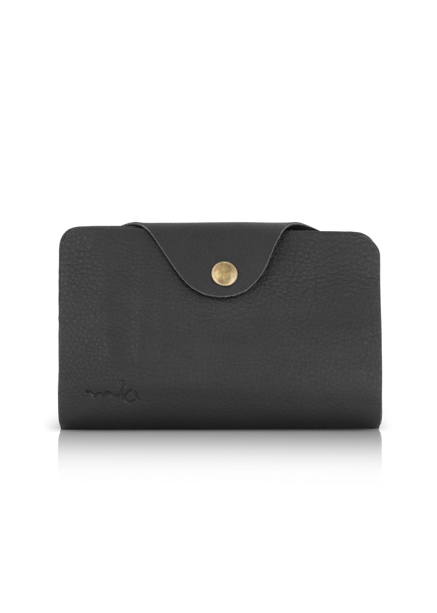 ארנק עור סגירת לשונית ותיקתק שחור