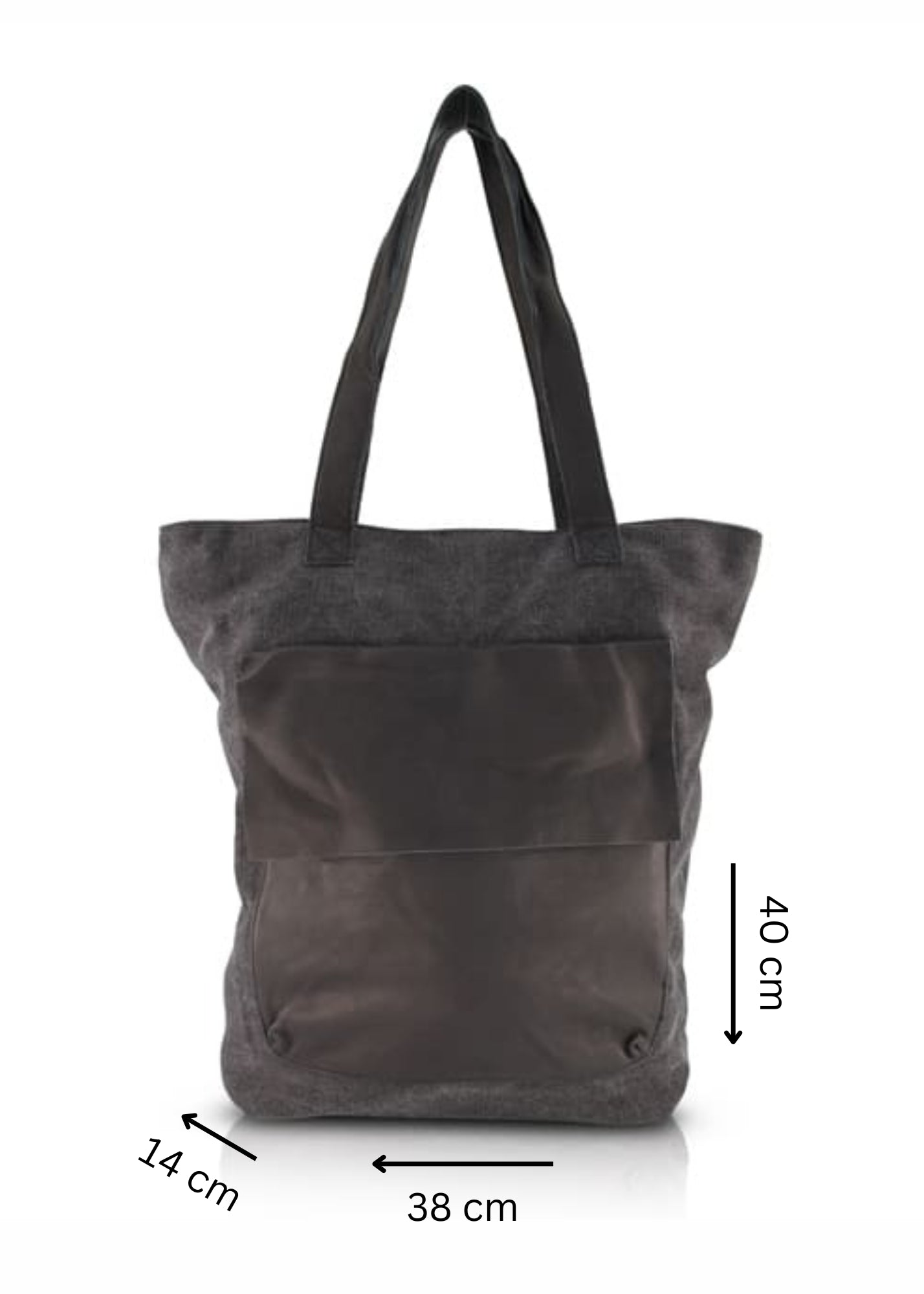 Side canvas bag with pocket and black front leather flap