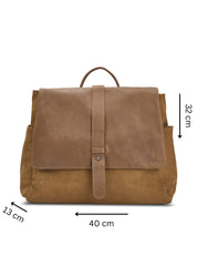 Brown Leather Clafa Canvas Backpack