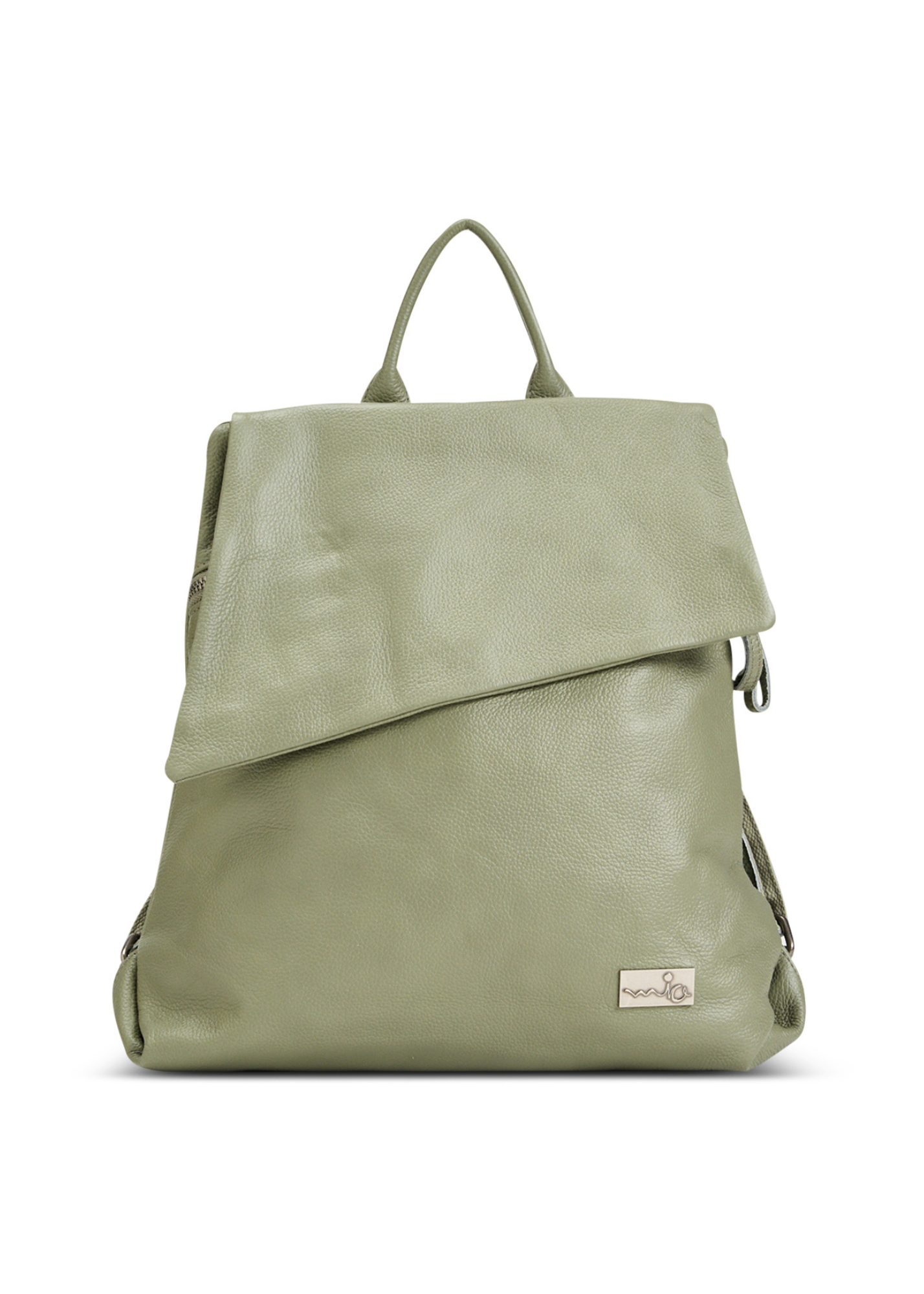 Light green diagonal leather kalapa backpack