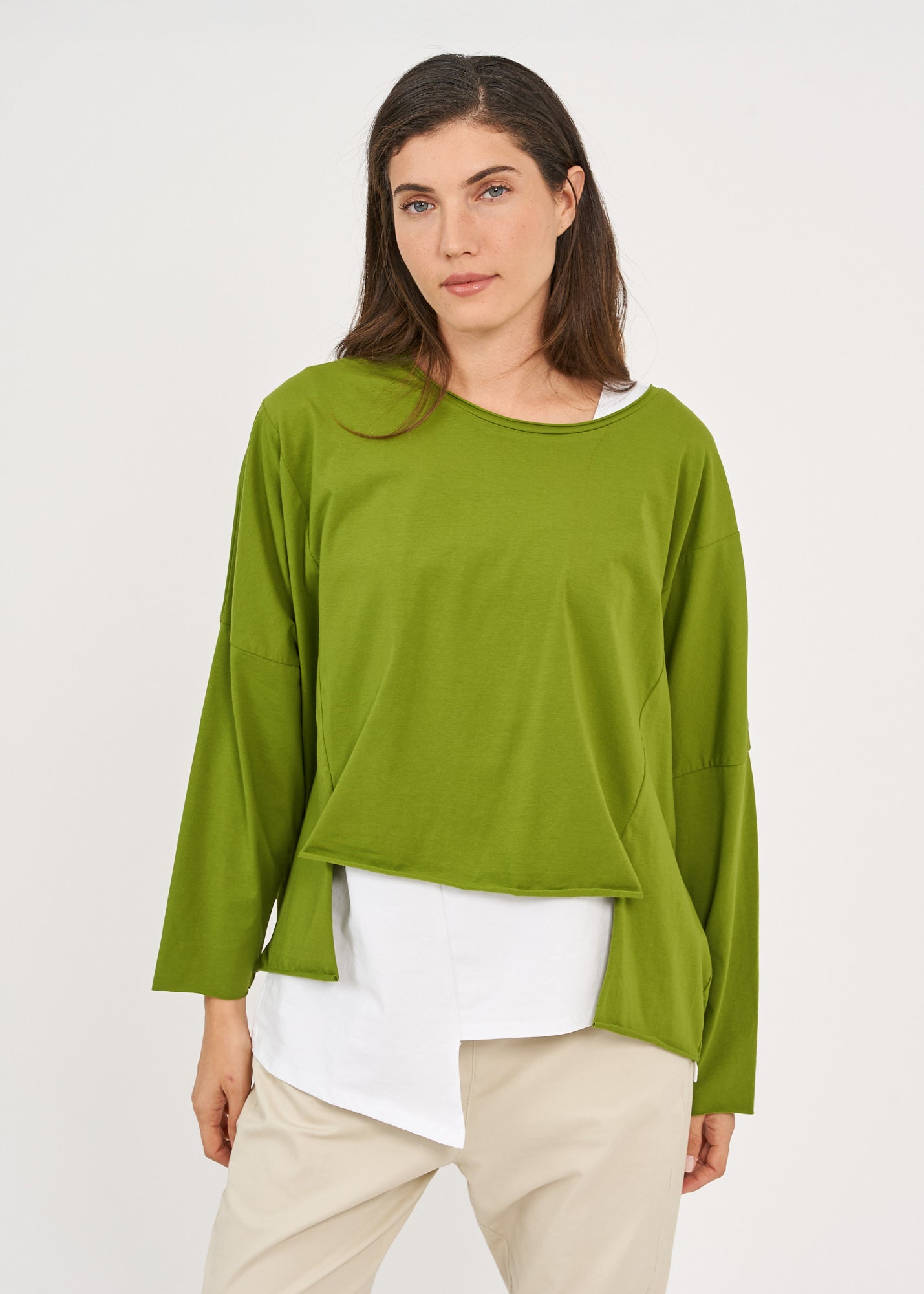 חולצה אוברסייז שרוול ארוך ירוק