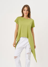 Green short sleeve shirt with long sides - 00
